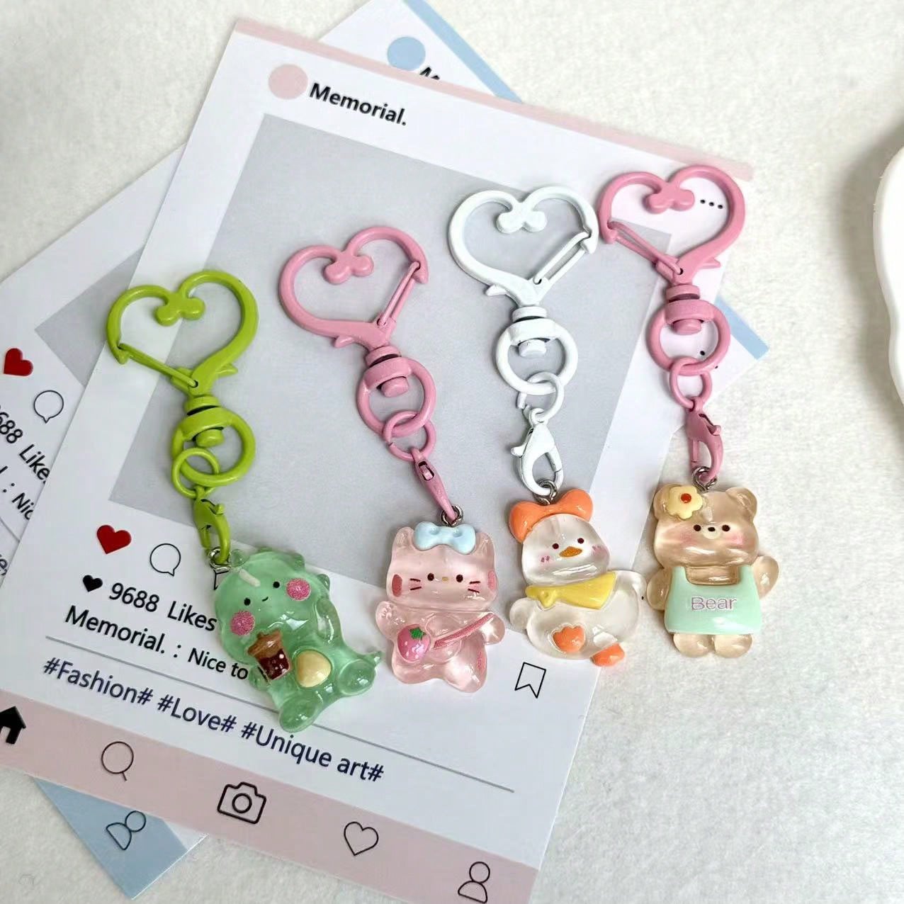 1pc Creative Resin Duck Cat Bear Dinosaur Phone Chain Pendant, Bag Charm