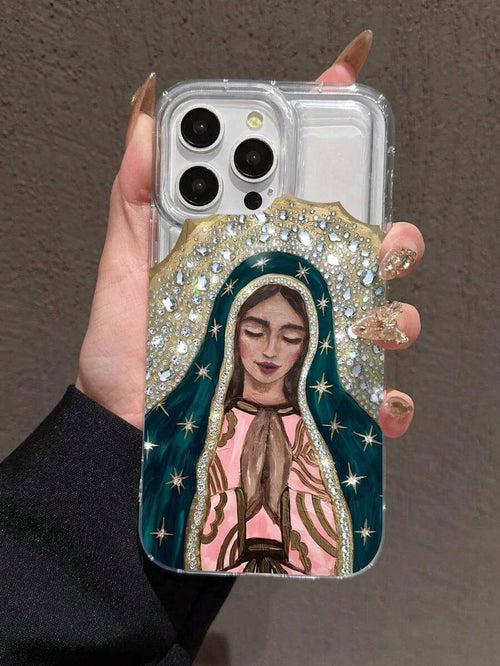 1pc Creative Star, Buddha, Holy Lady Pattern Transparent Air Cushion Anti-Fall Phone Case Compatible With Apple Phones