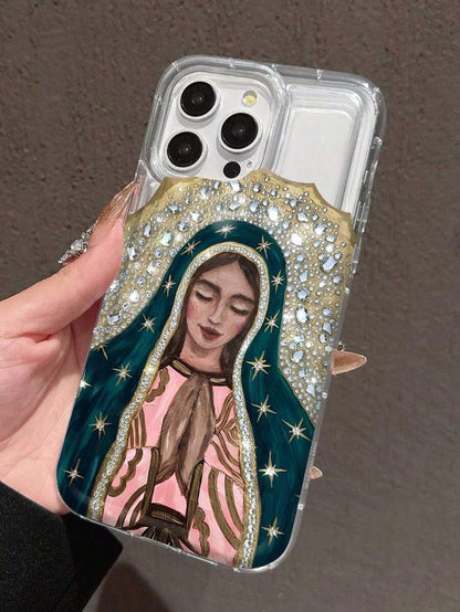 1pc Creative Star, Buddha, Holy Lady Pattern Transparent Air Cushion Anti-Fall Phone Case Compatible With Apple Phones