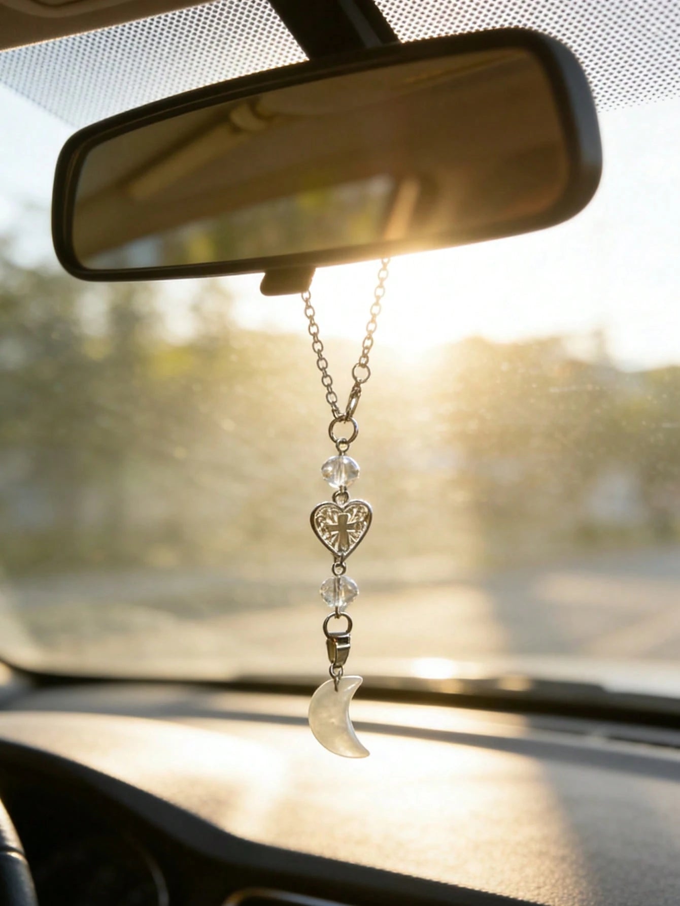 1pc Cross Car Pendant, Car Steering Wheel Decoration Chain, Car Interior Decoration Accessories