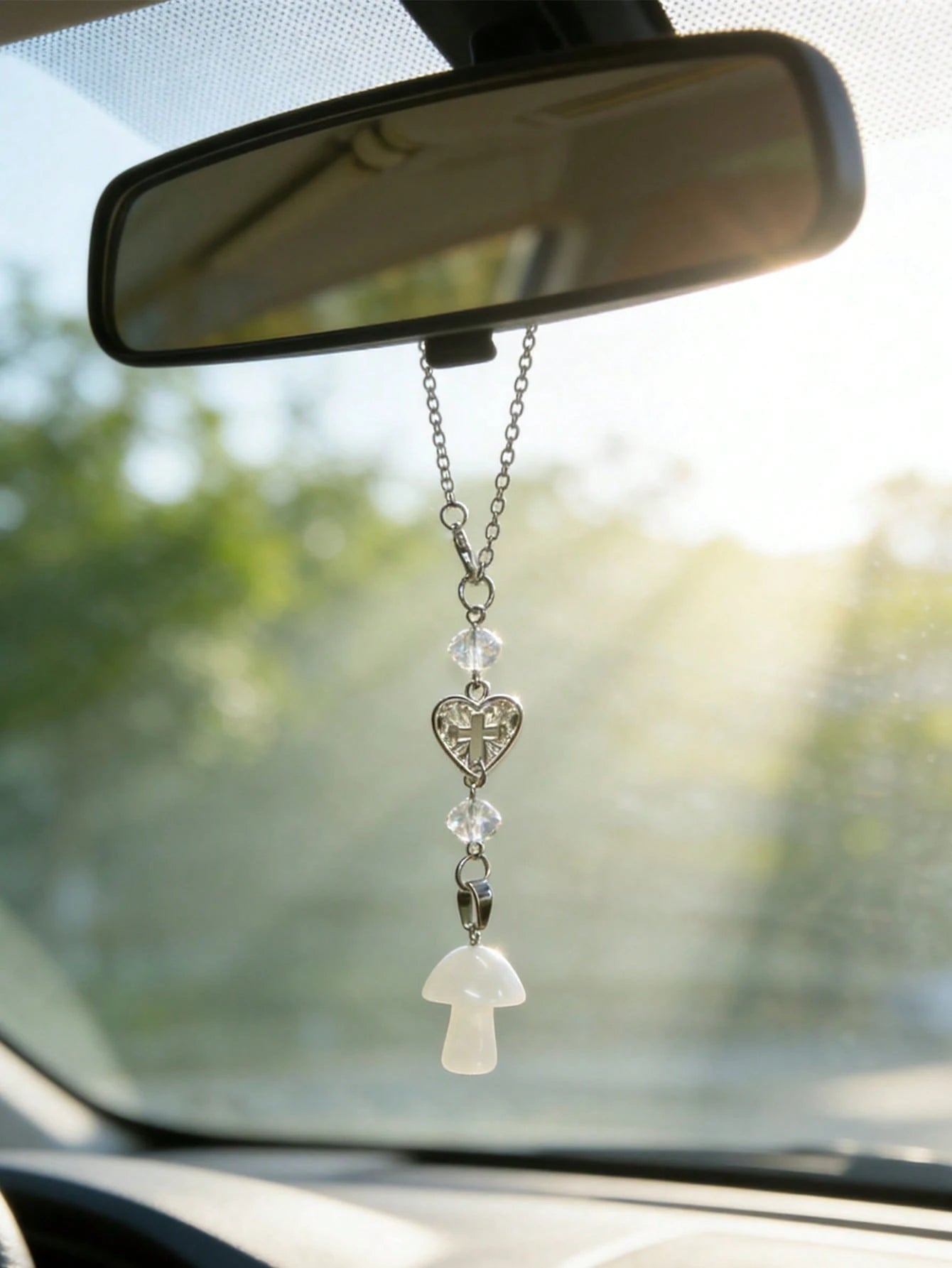 1pc Cross Car Pendant, Car Steering Wheel Decoration Chain, Car Interior Decoration Accessories