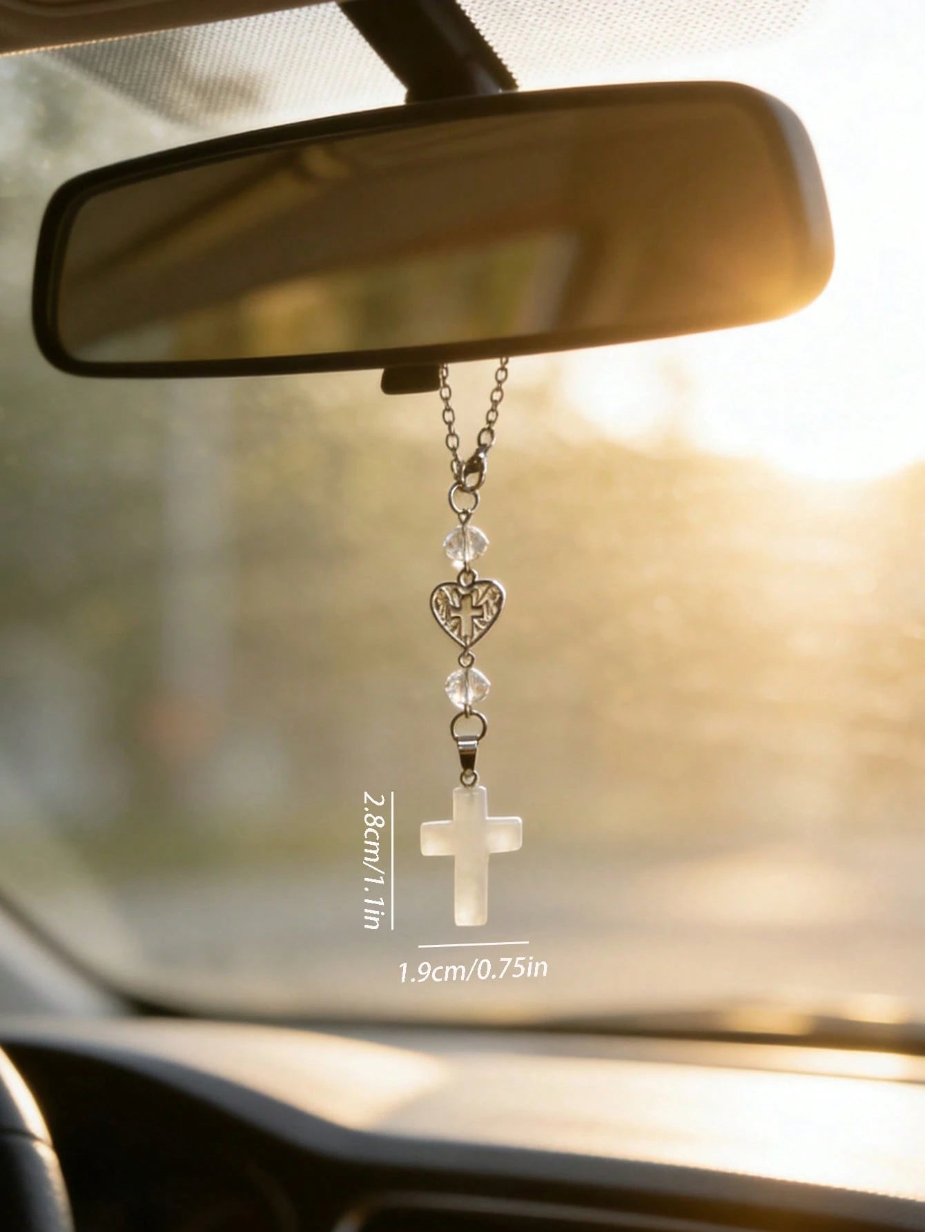 1pc Cross Car Pendant, Car Steering Wheel Decoration Chain, Car Interior Decoration Accessories