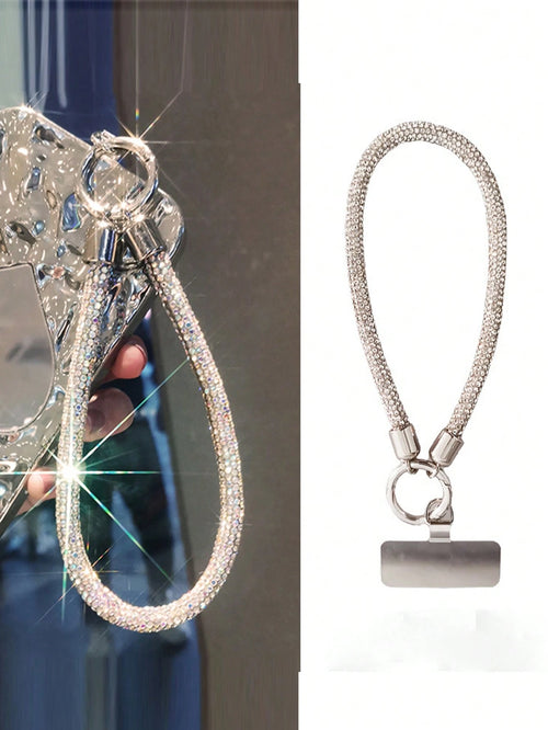 1pc Crystal Beaded Phone Charm, Wristlet, Bracelet, Keychain, Earphone Case Accessory (Rhinestone Shedding Is Normal Phenomenon)