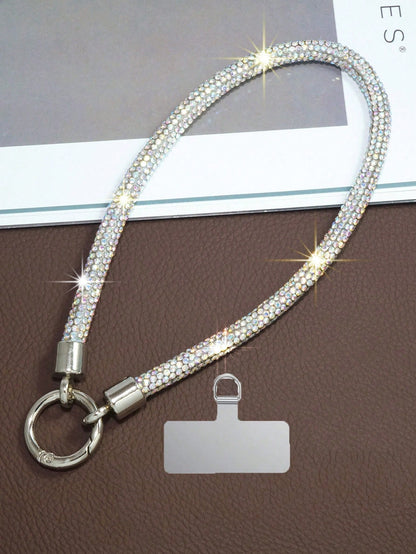 1pc Crystal Beaded Phone Charm, Wristlet, Bracelet, Keychain, Earphone Case Accessory (Rhinestone Shedding Is Normal Phenomenon)