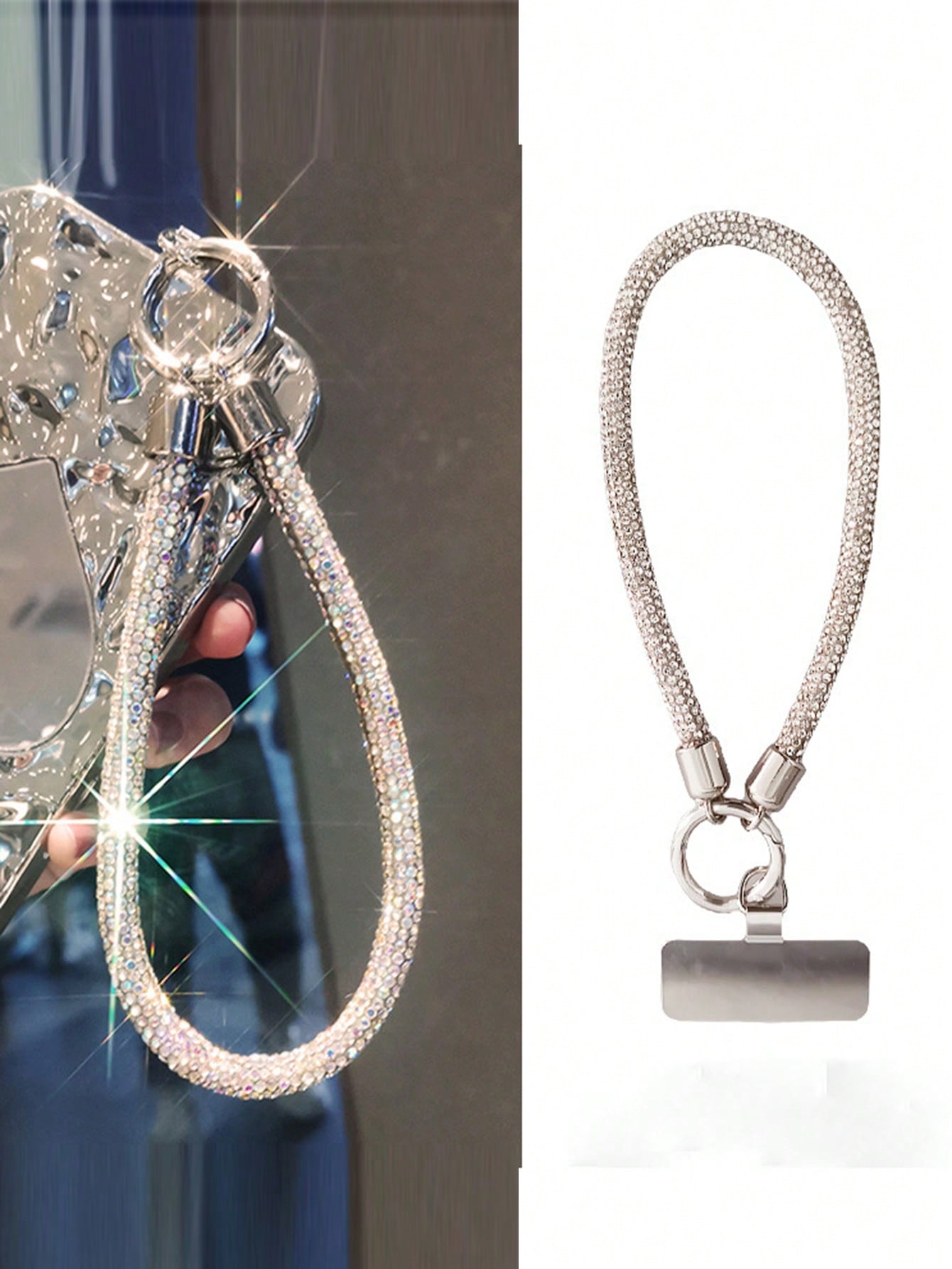 1pc Crystal Beaded Phone Charm, Wristlet, Bracelet, Keychain, Earphone Case Accessory (Rhinestone Shedding Is Normal Phenomenon)
