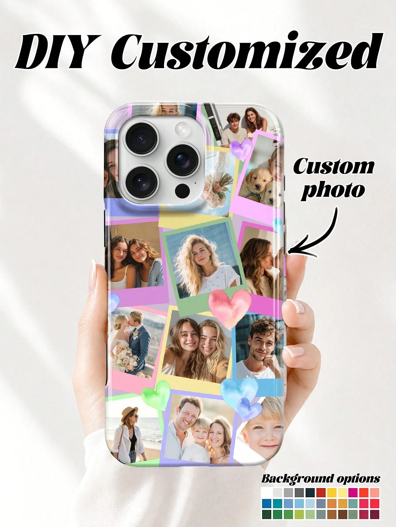 1pc Customizable 14-Photo Phone Case, Compatible With IPhone 17/17 Air/17 Pro/17 Pro Max/16/15pro Max/14/13/12/11, Graduation Gift, Vacation Gift, Anniversary Gift, Valentine's Day Gift, Birthday Gift