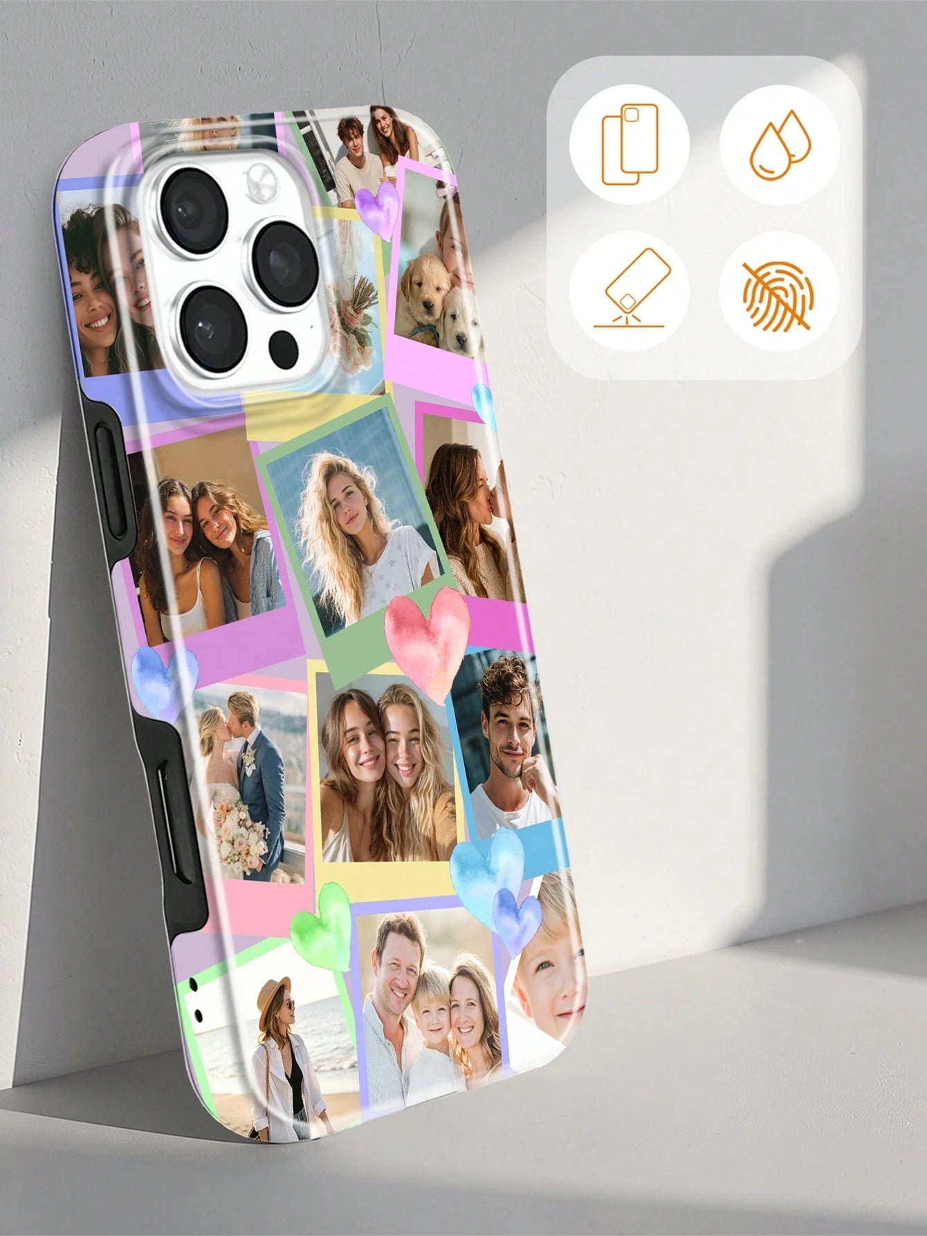 1pc Customizable 14-Photo Phone Case, Compatible With IPhone 17/17 Air/17 Pro/17 Pro Max/16/15pro Max/14/13/12/11, Graduation Gift, Vacation Gift, Anniversary Gift, Valentine's Day Gift, Birthday Gift