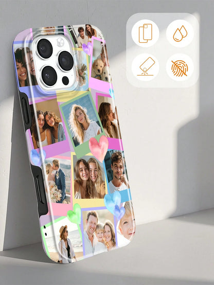1pc Customizable 14-Photo Phone Case, Compatible With IPhone 17/17 Air/17 Pro/17 Pro Max/16/15pro Max/14/13/12/11, Graduation Gift, Vacation Gift, Anniversary Gift, Valentine's Day Gift, Birthday Gift
