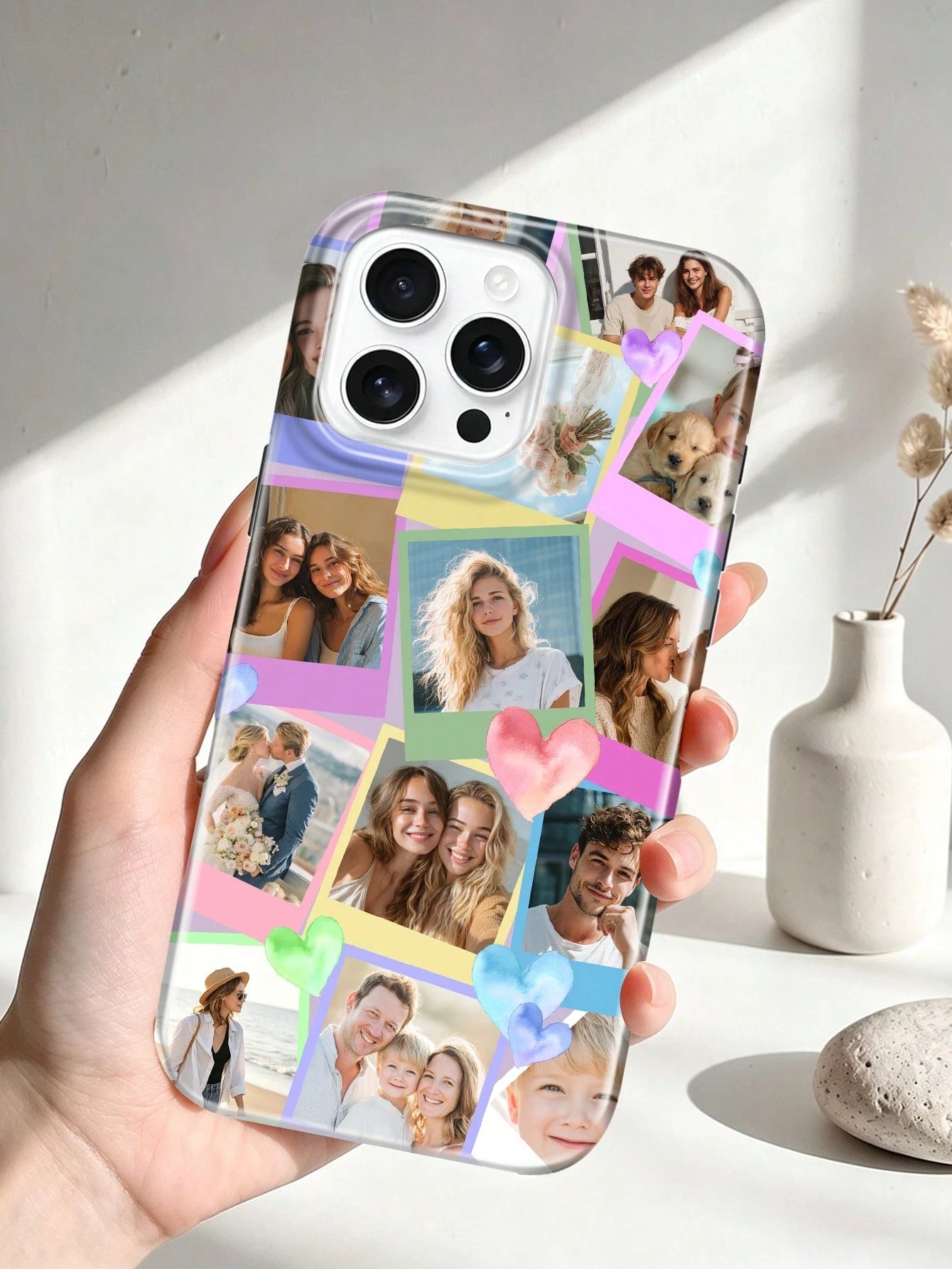 1pc Customizable 14-Photo Phone Case, Compatible With IPhone 17/17 Air/17 Pro/17 Pro Max/16/15pro Max/14/13/12/11, Graduation Gift, Vacation Gift, Anniversary Gift, Valentine's Day Gift, Birthday Gift