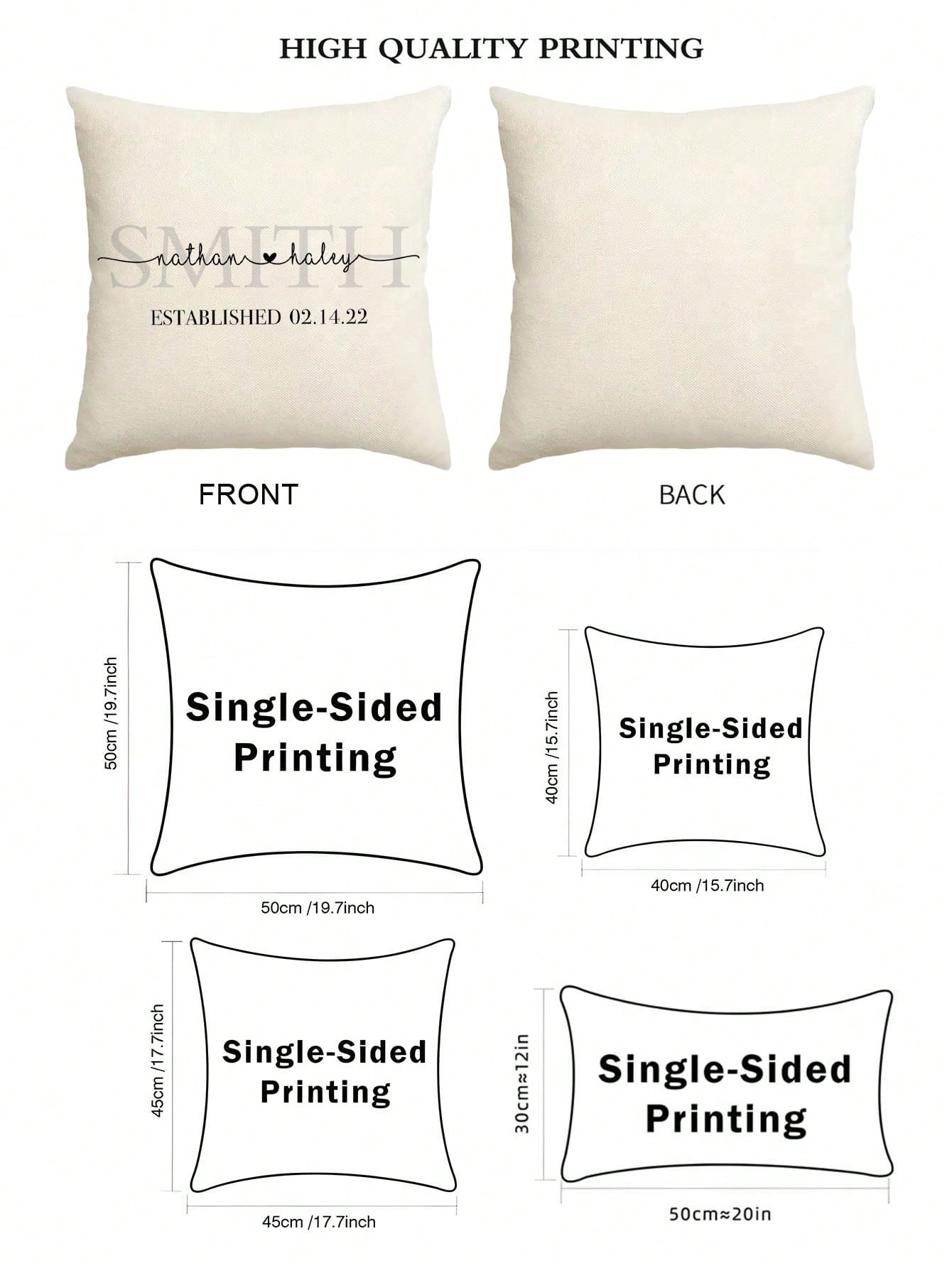 1pc Customizable Family Name & Date DIY Lumbar Pillow Cover, Minimalist Luxury Surname Heart Design, Multi-Color Options, Wedding Anniversary Gift, Bedroom Headboard Sofa Lumbar Cushion, All Season, S