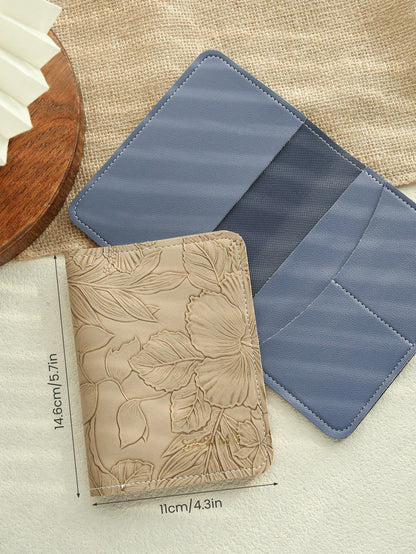 1pc Customized Name Passport Holder, Gold Letter Name Engraved Floral Pattern Vegan Leather Passport Cover, Handmade Elegant Birthday Bridesmaid Gift For Friends