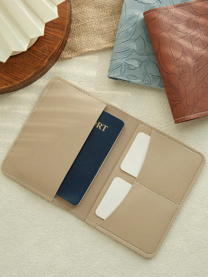 1pc Customized Name Passport Holder, Gold Letter Name Engraved Floral Pattern Vegan Leather Passport Cover, Handmade Elegant Birthday Bridesmaid Gift For Friends