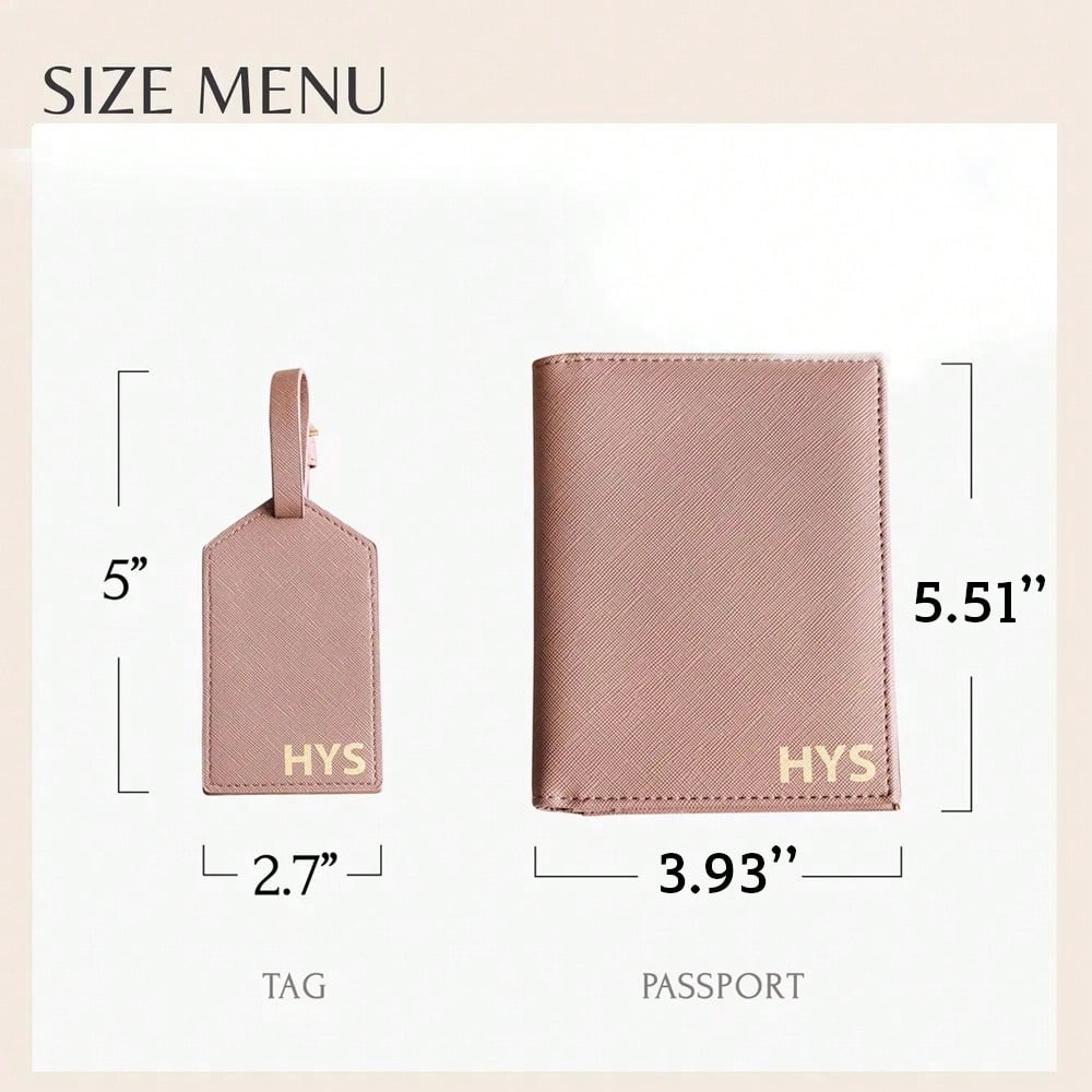 1pc Customized PU Leather Passport Holder & Luggage Tag Travel Set, Gift For Newlywed Mr. & Mrs. Letter Portable, Versatile, Large Capacity, Vacay Vibes/Vacation, Minimalist, Leisure, Preppy, Business