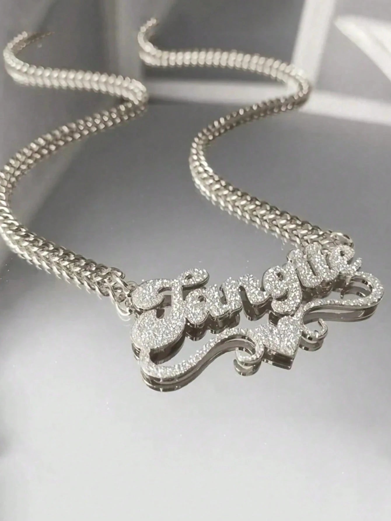 1pc Customized Stainless Steel Double-Layer Necklace, Designed With Heart And Letter Pendants. Shines Brightly Under Light With Natural Filtering Effect. An Ideal Gift For Couples, Friends And Family.
