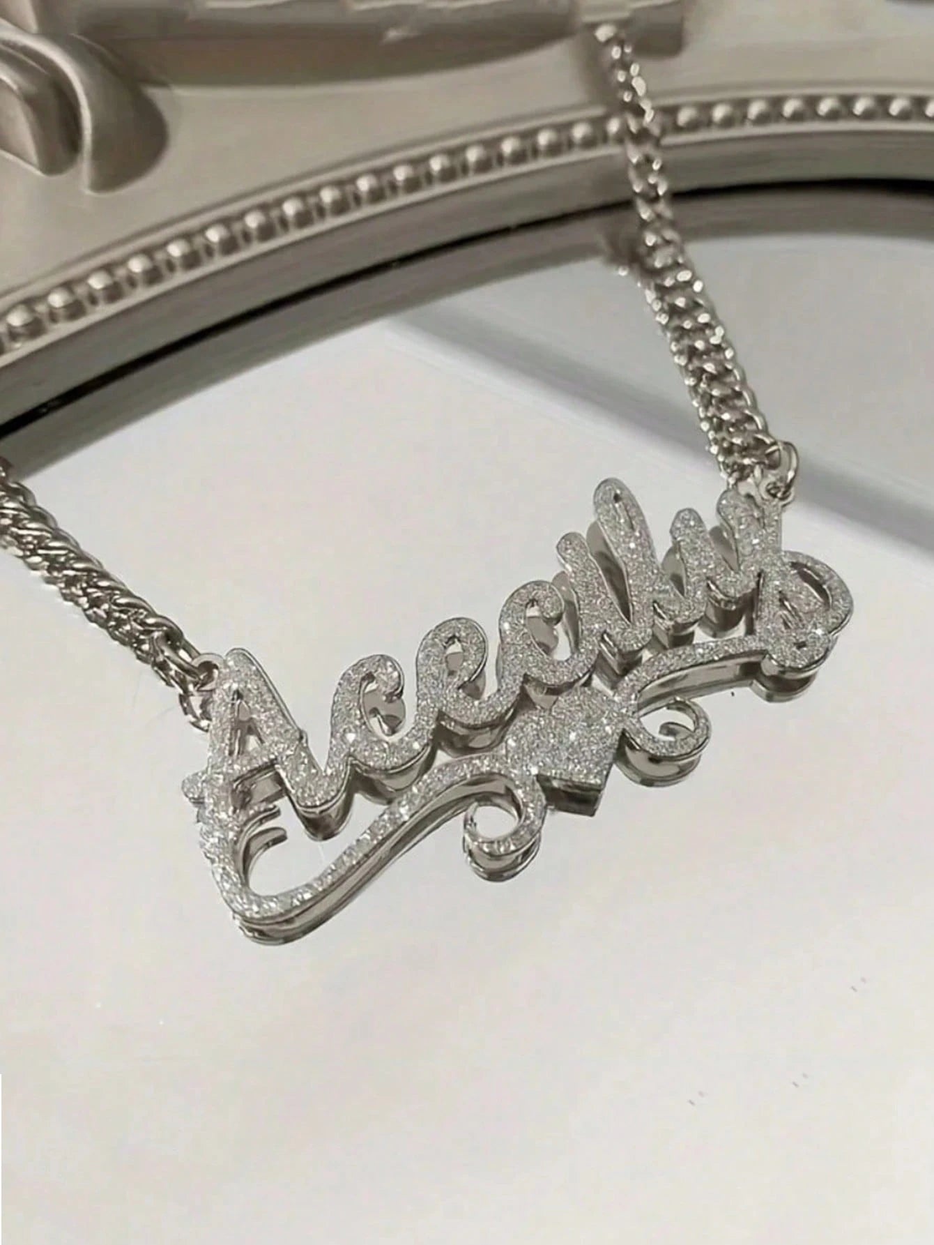 1pc Customized Stainless Steel Double-Layer Necklace, Designed With Heart And Letter Pendants. Shines Brightly Under Light With Natural Filtering Effect. An Ideal Gift For Couples, Friends And Family.