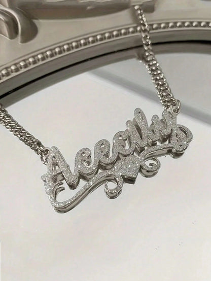 1pc Customized Stainless Steel Double-Layer Necklace, Designed With Heart And Letter Pendants. Shines Brightly Under Light With Natural Filtering Effect. An Ideal Gift For Couples, Friends And Family.