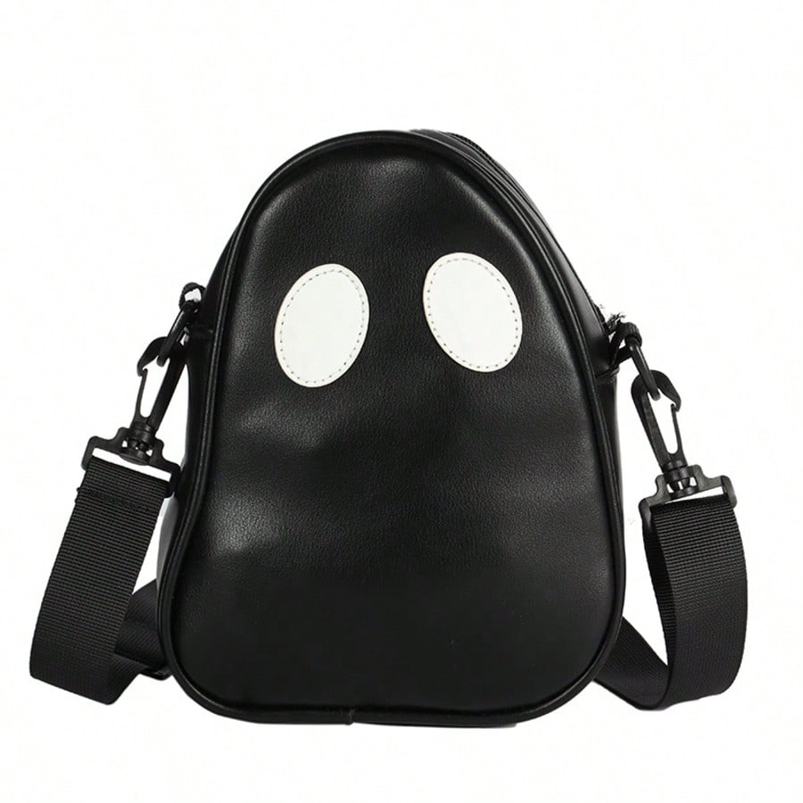 1pc Cute Ghost Shaped Crossbody Bag, Halloween Novelty Bag, Adjustable Strap Mini Shoulder Bag For Spooky Season & Daily Outfits