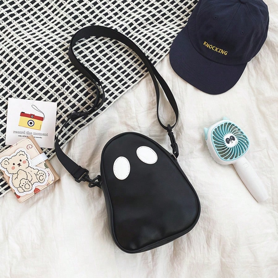 1pc Cute Ghost Shaped Crossbody Bag, Halloween Novelty Bag, Adjustable Strap Mini Shoulder Bag For Spooky Season & Daily Outfits