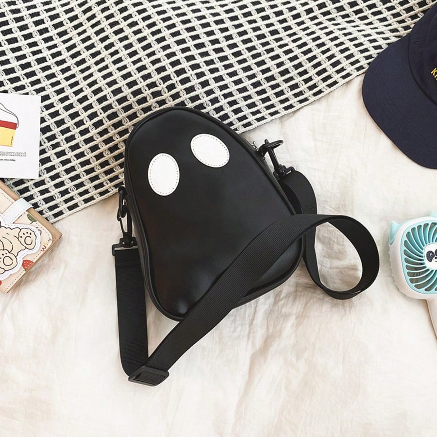 1pc Cute Ghost Shaped Crossbody Bag, Halloween Novelty Bag, Adjustable Strap Mini Shoulder Bag For Spooky Season & Daily Outfits