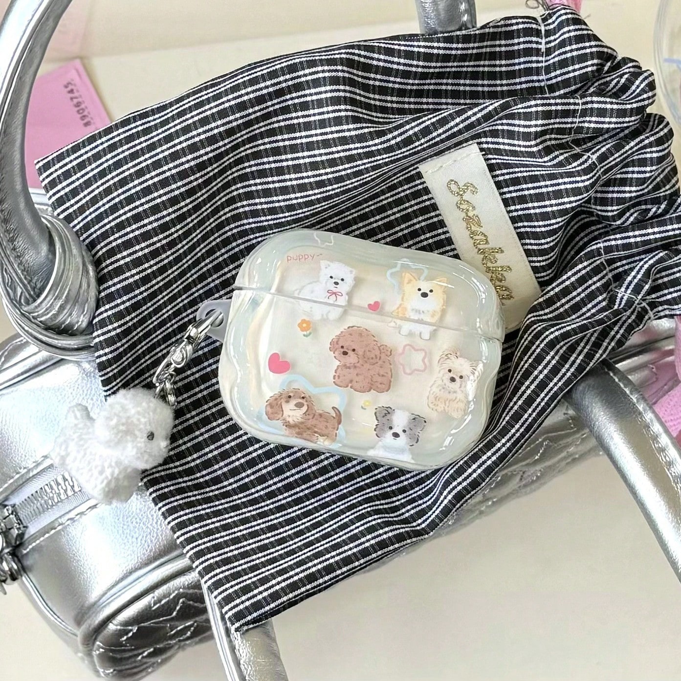 1pc Cute Pet Dog Suitable AirPods4/3 Protective Case Pro2 Wireless Bluetooth 1/2 Generation Headphone Case Pendant
