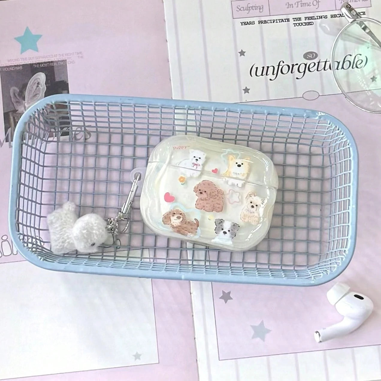 1pc Cute Pet Dog Suitable AirPods4/3 Protective Case Pro2 Wireless Bluetooth 1/2 Generation Headphone Case Pendant
