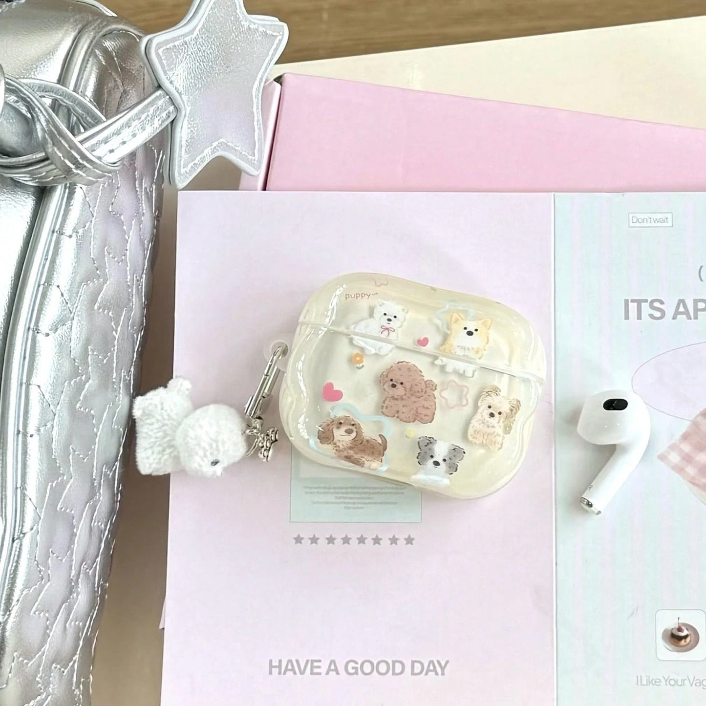 1pc Cute Pet Dog Suitable AirPods4/3 Protective Case Pro2 Wireless Bluetooth 1/2 Generation Headphone Case Pendant