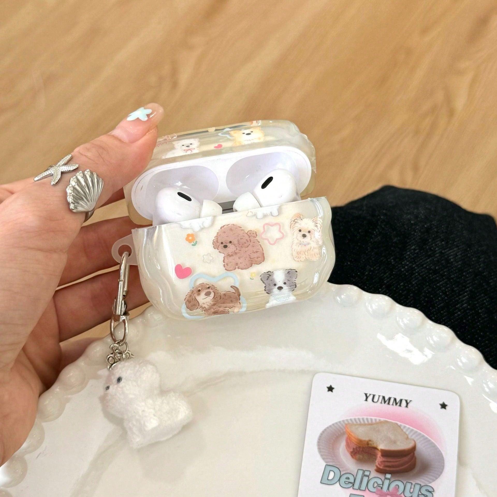 1pc Cute Pet Dog Suitable AirPods4/3 Protective Case Pro2 Wireless Bluetooth 1/2 Generation Headphone Case Pendant