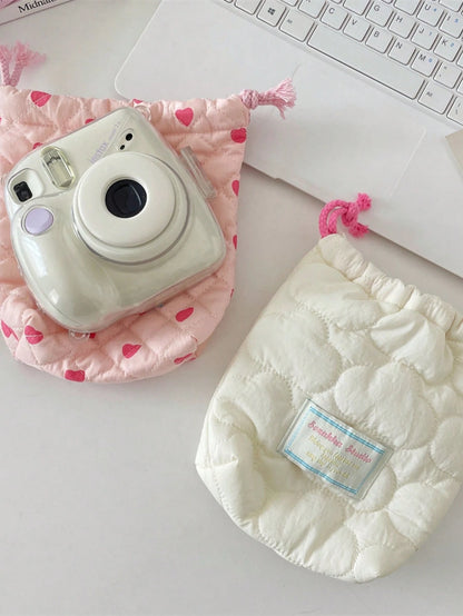 1pc Cute Quilted Camera Bag, CCD Storage Bag, Camera Bag, Soft Material, Anti-Drop & Dust-Proof, Small Pouch, Suitable For Black Card Camera Storage, Minimalist & Portable, Anti-Drop & Scratch-Resista