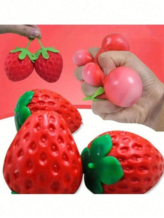 1pc Cute Realistic Strawberry Squishy Soft Toy, Sensory Stress Relief Toy For Kids And Adults, Desktop Decor To Relieve Anxiety And Improve Mood, Suitable As Party And Holiday Gift (OPP Bag Packaging)