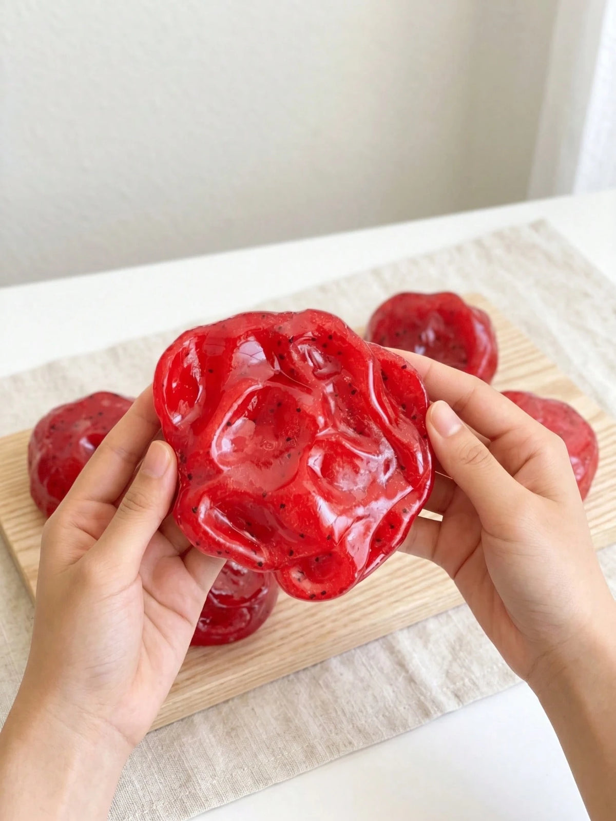 1pc Cute Watermelon Ice Cream Squishy Toy, Japanese Style Red Fruit Crunchy Sensory Stress Relief Toy, Soft Squeeze Toy For Anxiety Relief, Suitable For ADHD And Autism, Birthday Christmas Easter Part