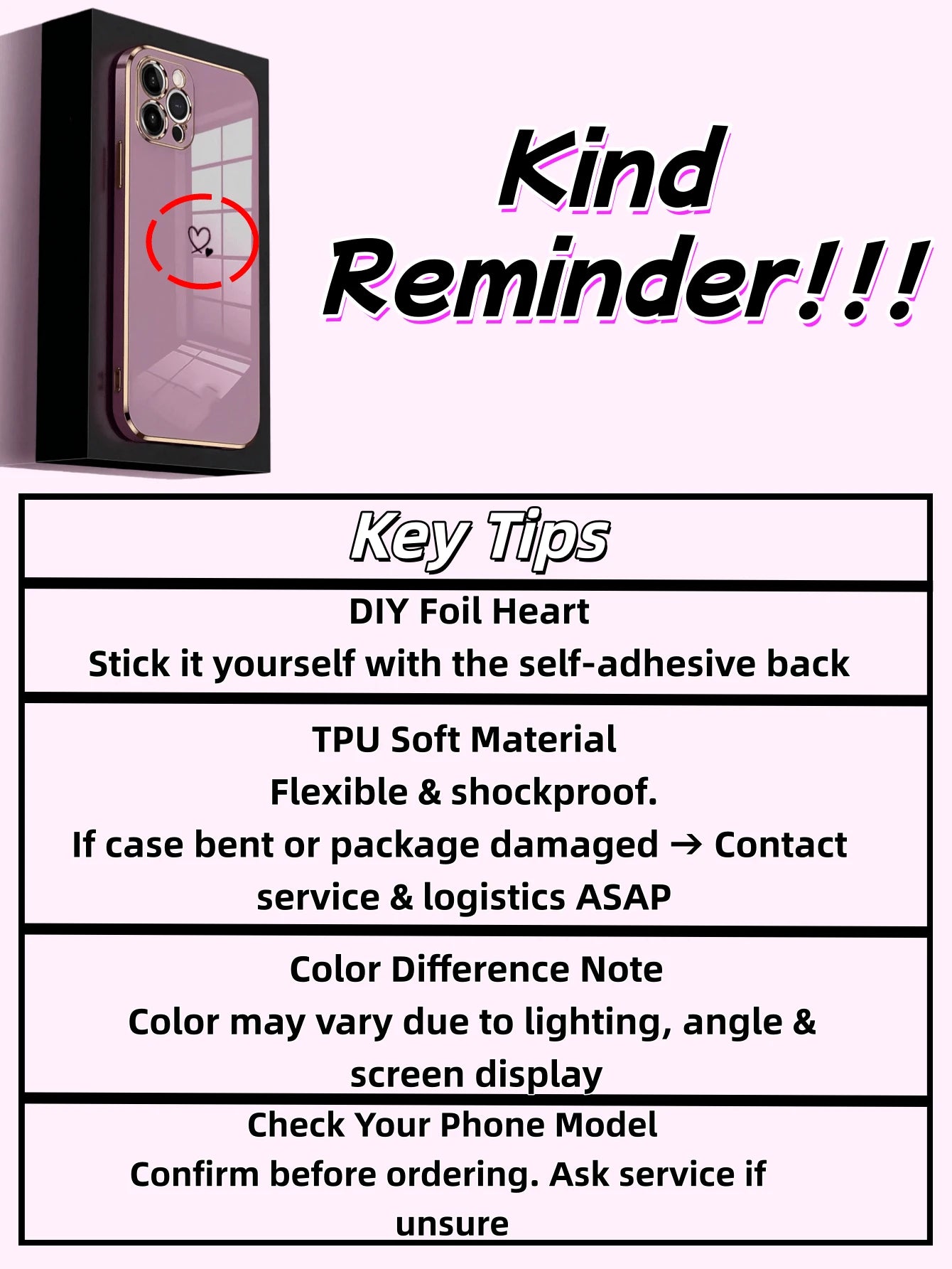 1PC[Daily Essential]Pink/Purple Electroplated TPU Phone Case, Compatible With Apple 17Air/17Pro/17Pro Max| Gold-Rimmed Lens Frame + Body Edge + Silver Heart Decoration + Silicone Lanyard| Versatile