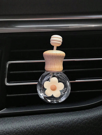 1pc Daisy Fragrance Bottle Car Air Vent Fragrance Diffuser With Clip, Empty Essential Oil Container Car Interior Decoration