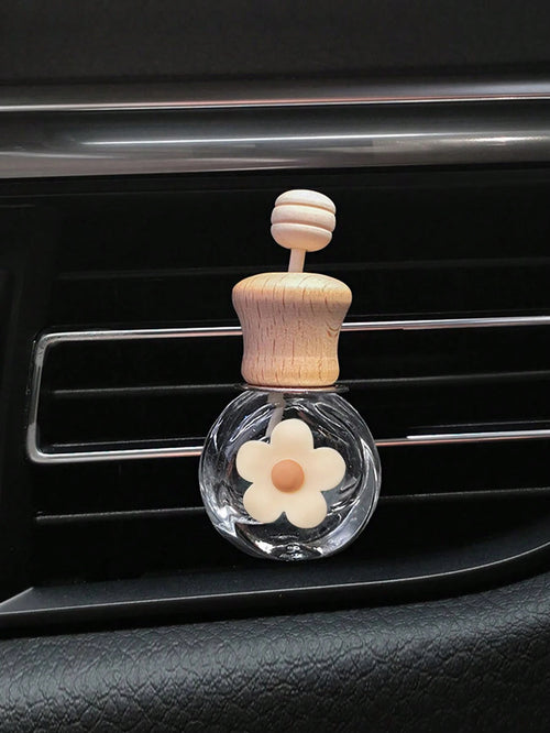 1pc Daisy Fragrance Bottle Car Air Vent Fragrance Diffuser With Clip, Empty Essential Oil Container Car Interior Decoration