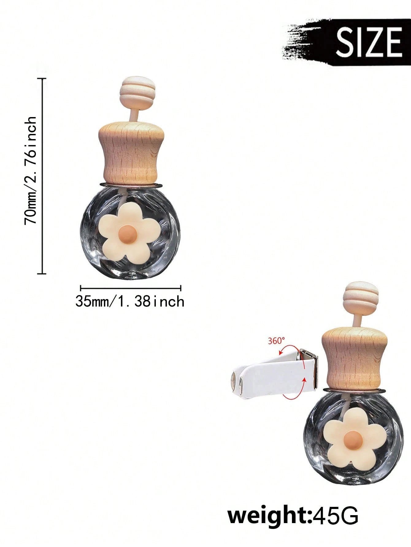 1pc Daisy Fragrance Bottle Car Air Vent Fragrance Diffuser With Clip, Empty Essential Oil Container Car Interior Decoration