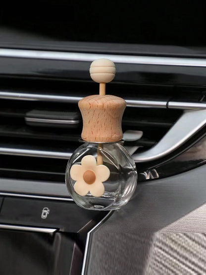 1pc Daisy Fragrance Bottle Car Air Vent Fragrance Diffuser With Clip, Empty Essential Oil Container Car Interior Decoration