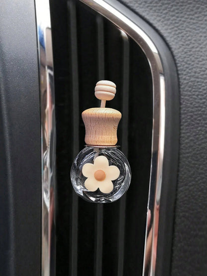 1pc Daisy Fragrance Bottle Car Air Vent Fragrance Diffuser With Clip, Empty Essential Oil Container Car Interior Decoration