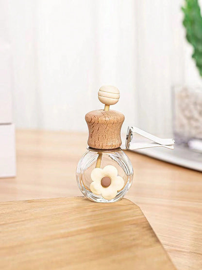 1pc Daisy Fragrance Bottle Car Air Vent Fragrance Diffuser With Clip, Empty Essential Oil Container Car Interior Decoration