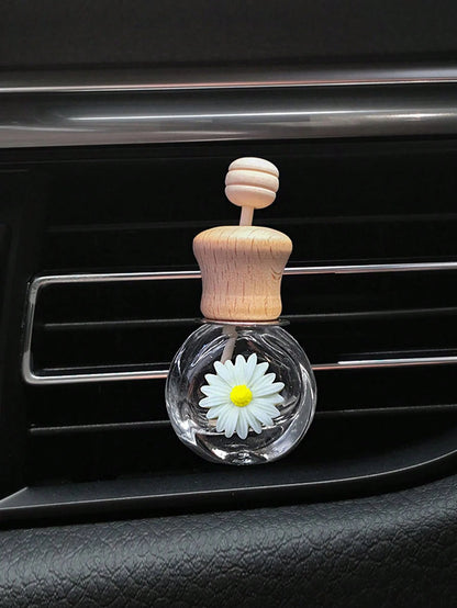 1pc Daisy Fragrance Bottle Car Air Vent Fragrance Diffuser With Clip, Empty Essential Oil Container Car Interior Decoration