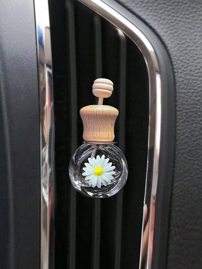 1pc Daisy Fragrance Bottle Car Air Vent Fragrance Diffuser With Clip, Empty Essential Oil Container Car Interior Decoration