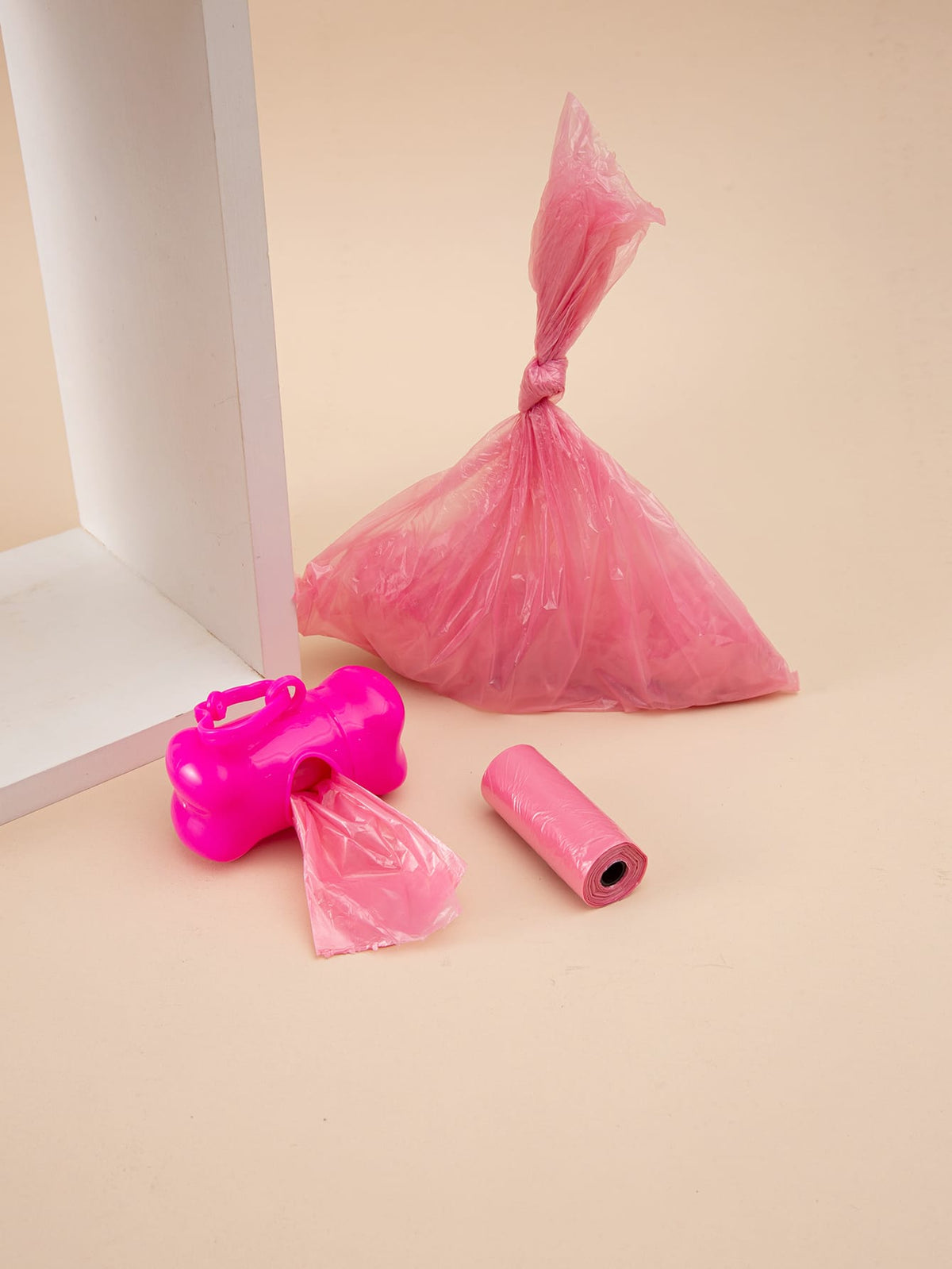 1pc Dog Waste Pick-Up Tool With Bone Design + 2 Rolls/30pcs Disposable Solid Color Poop Bags, Convenient For Carrying And Cleaning Pet Waste Outdoors (Bag Size: 30x22cm)