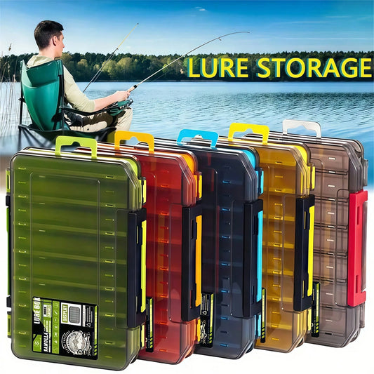 1PC Double-Sided Fishing Tackle Box, Lure Storage Box With 14 Compartments- Waterproof Durable PP Material, Perfect For Storing Baits, Hooks And Accessories- All Season Use| Divided Storage| Secur