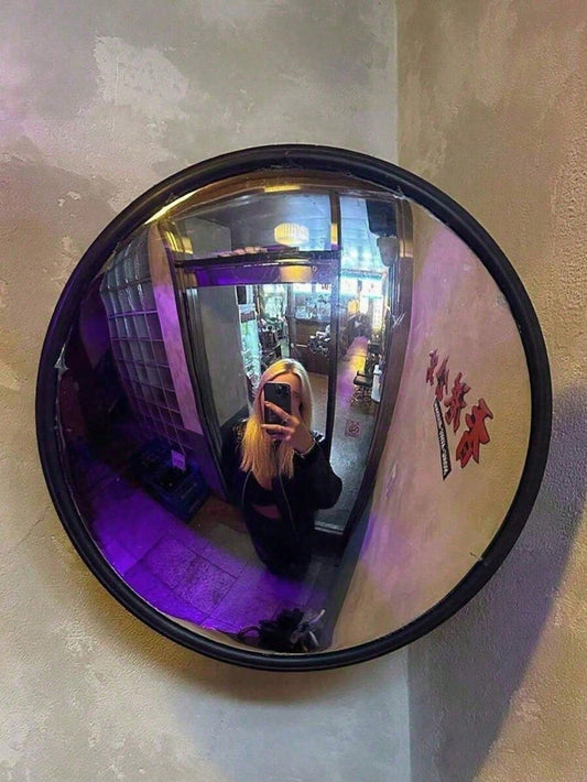 1pc Elegant Black Art Deco Style Round Convex Mirror- Full Length Plastic Wall Mirror For Living Room And Bedroom, No Power Required (Please Check Size Information Before Purchase). Perfect For Tryin