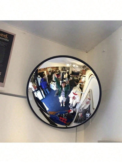 1pc Elegant Black Art Deco Style Round Convex Mirror- Full Length Plastic Wall Mirror For Living Room And Bedroom, No Power Required (Please Check Size Information Before Purchase). Perfect For Tryin