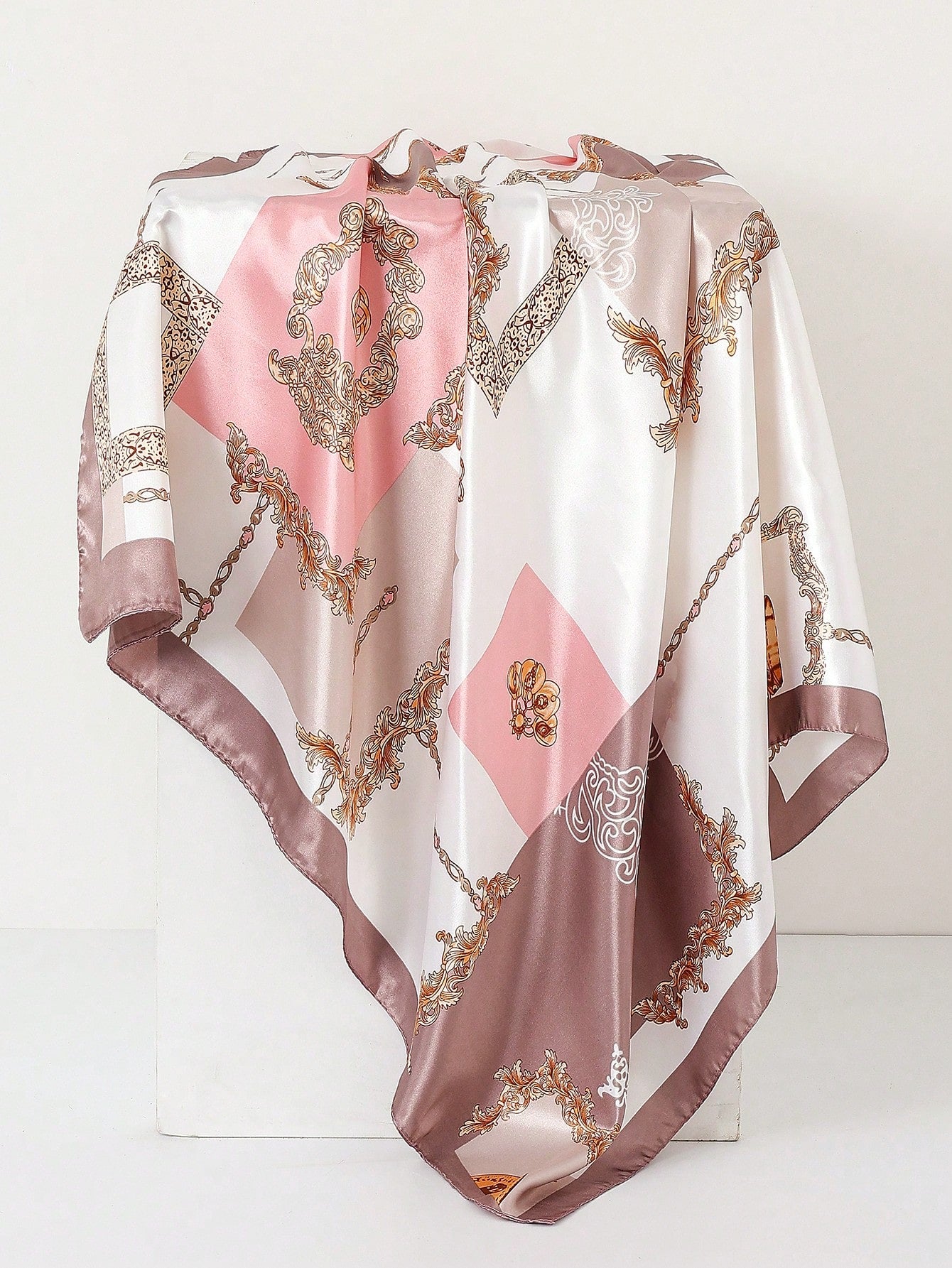 1pc Elegant Women's Minimalist Printed Silk Satin 90cm Square Scarf/Silk Scarf, New Spring/Summer Fashion Headscarf, Suitable For Daily Wear, Weddings, Banquets, Workplace, Commuting, Island Vacation