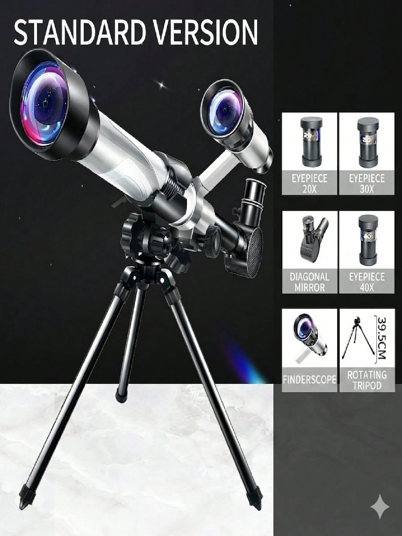 1pc Entry-Level Astronomical Telescope, High-Transmittance Optical Glass Material, Tech-Inspired Minimalist Design, Suitable For Student Astronomy Enlightenment, Family Outdoor Stargazing, Holiday Gif