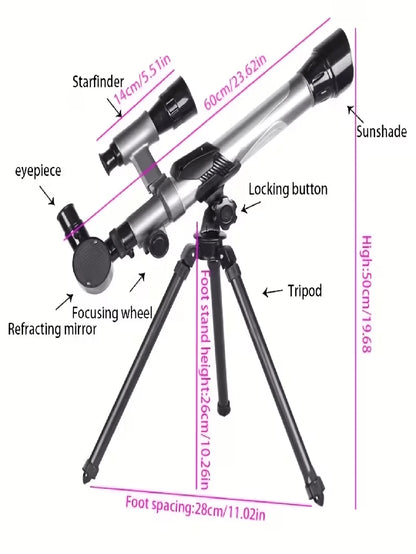 1pc Entry-Level Astronomical Telescope, High-Transmittance Optical Glass Material, Tech-Inspired Minimalist Design, Suitable For Student Astronomy Enlightenment, Family Outdoor Stargazing, Holiday Gif