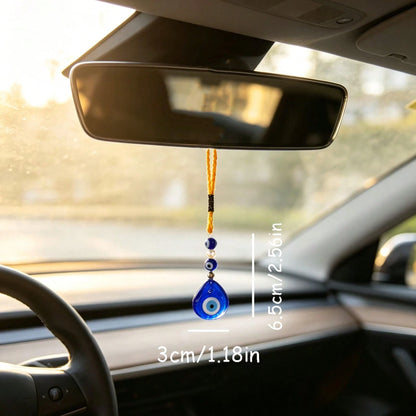 1pc Evil Eye Glass Bead Braided Rope Car Rearview Mirror Hanging Ornament, Bohemian Style Auto Interior Decor Vehicle Accessory