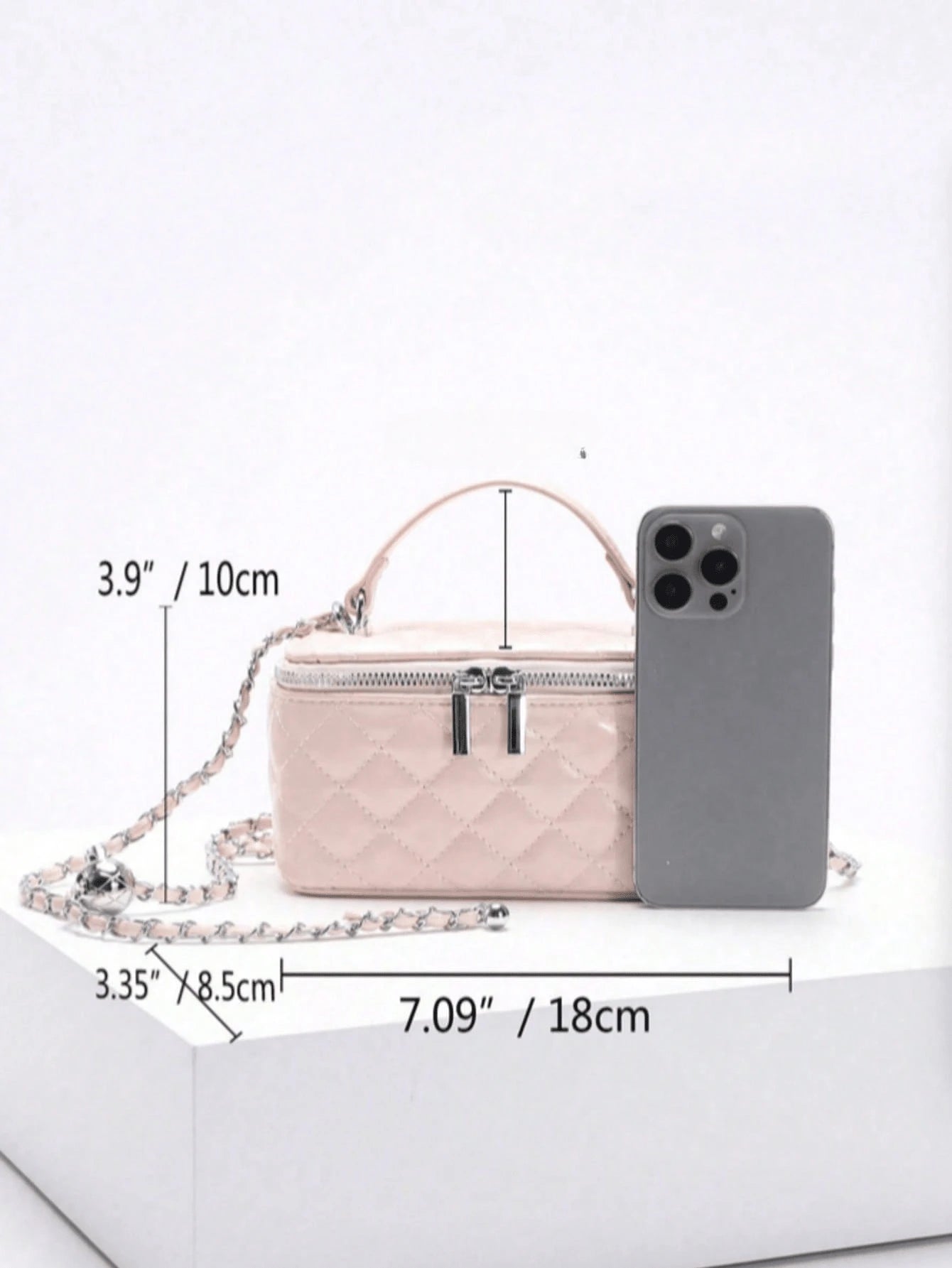 1pc Fashion PU Quilted Diamond Pattern Zipper Small Square Bag, Women's Versatile Shoulder Crossbody Bag, Pink