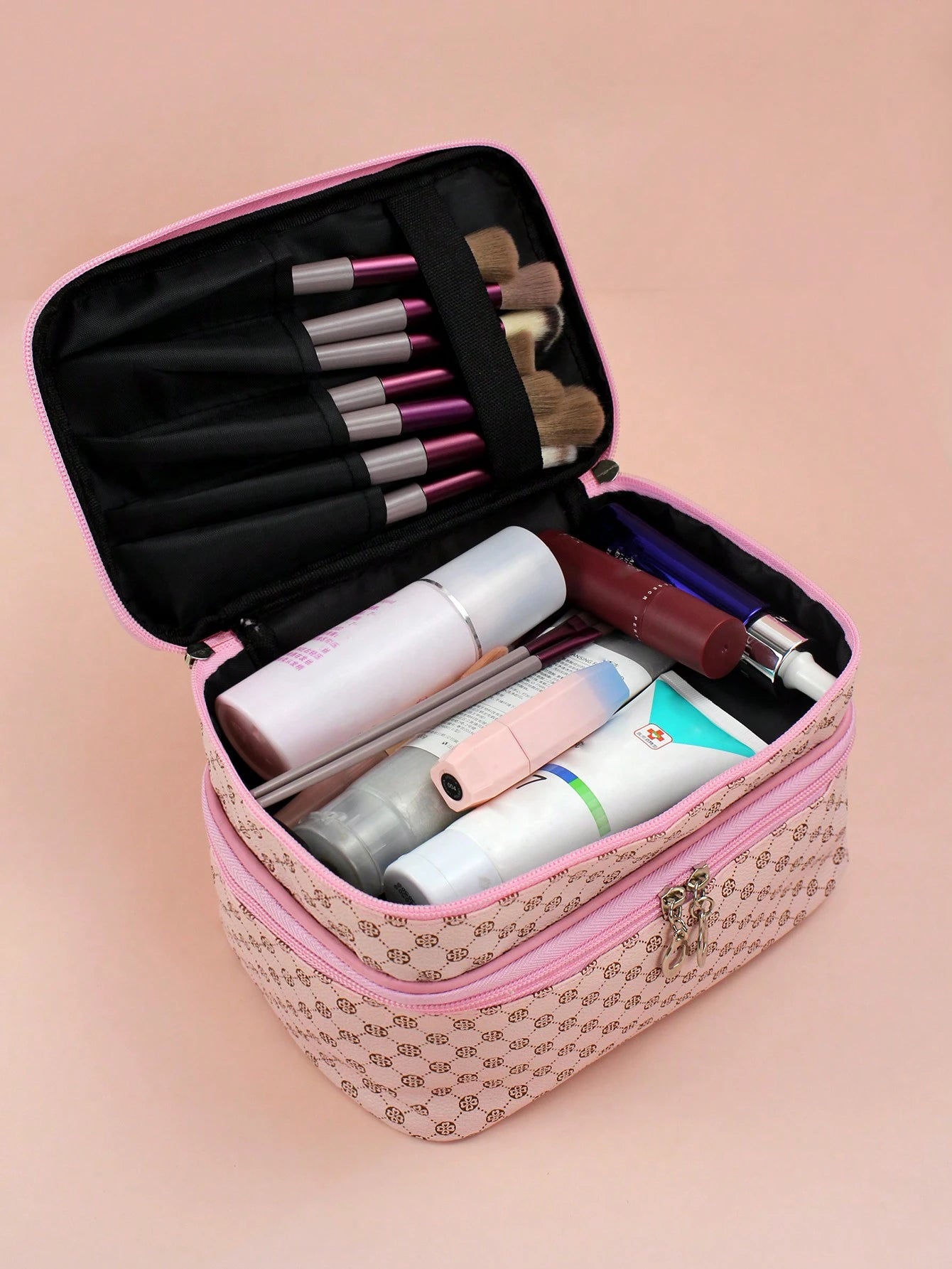1pc Fashionable Minimalist Waterproof Portable Large Capacity Cosmetic Makeup Tools Storage Bag, Suitable For Home And Travel Bag, Bags, Makeup Bag, Travel, Make Up Bag, Organizer, Storage, Makeup Org