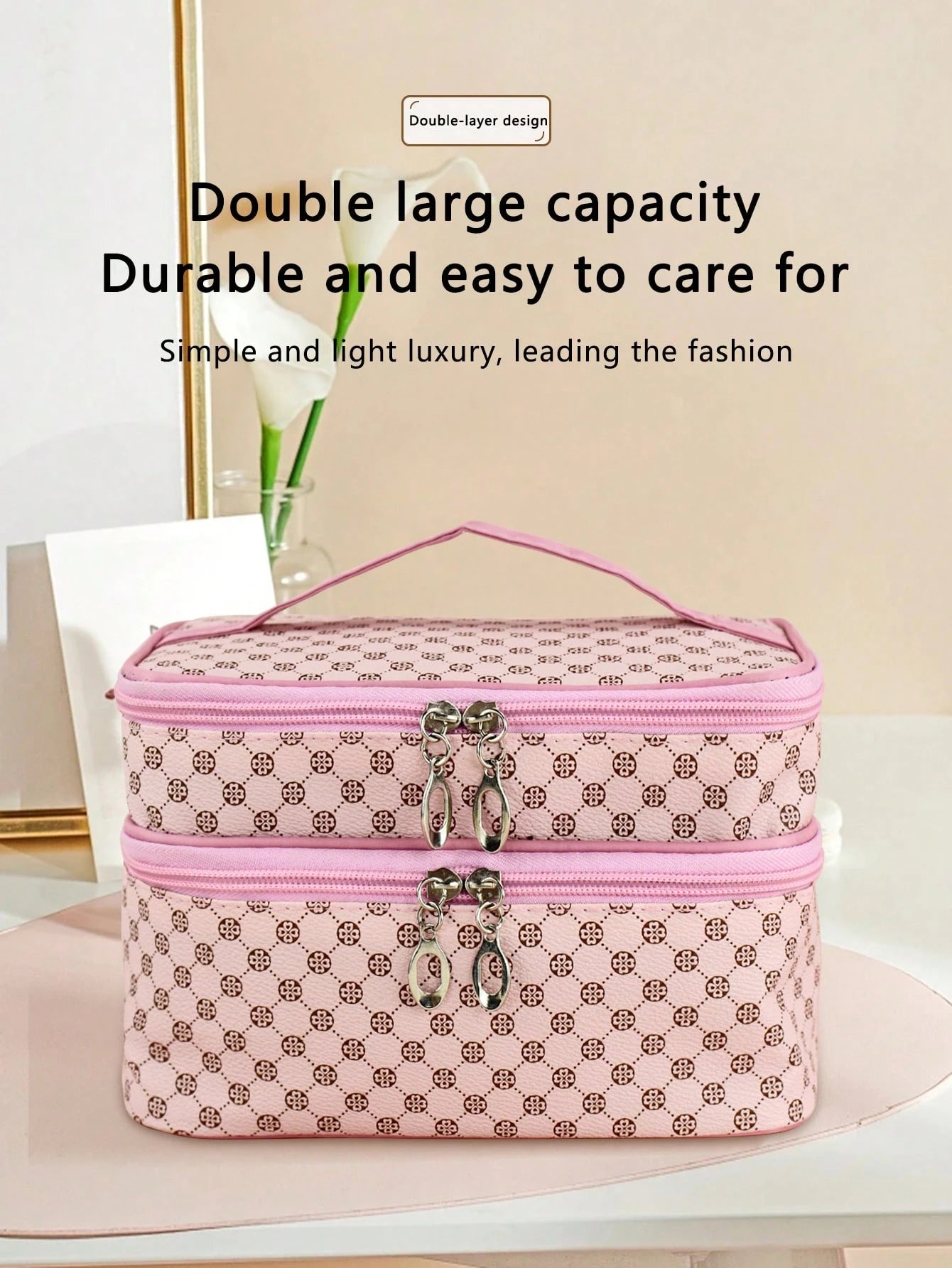 1pc Fashionable Minimalist Waterproof Portable Large Capacity Cosmetic Makeup Tools Storage Bag, Suitable For Home And Travel Bag, Bags, Makeup Bag, Travel, Make Up Bag, Organizer, Storage, Makeup Org